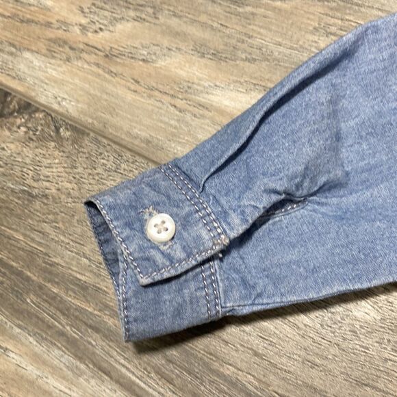 Baby Girl Infant Chambray Shirt with Lace Hem  9M - Picture 3 of 5